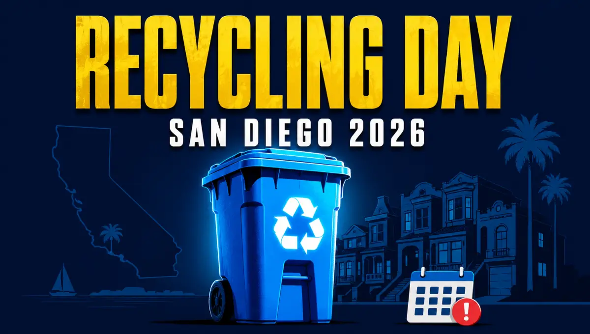 San Diego County recycling pickup schedule 2026 poster graphic